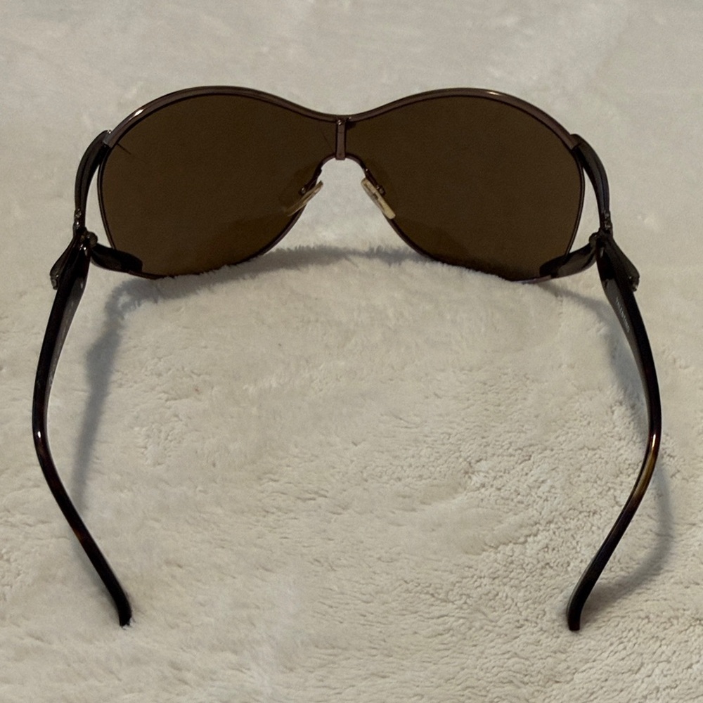 Valentino Brown Tortoiseshell Rimless Shield Sunglasses - Picture 3 of 5